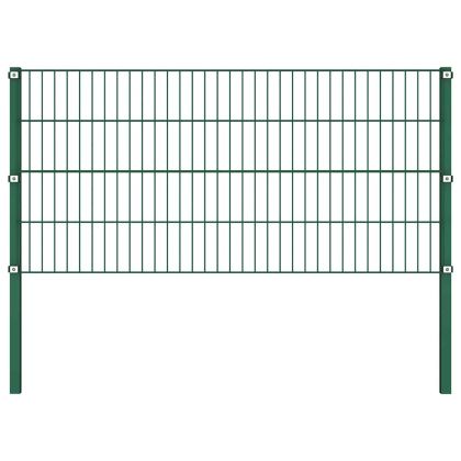 Ограден панел с железни стълбове 1040x80 см, зелен