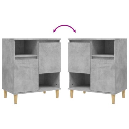 Сайдборд, 3 бр, бетонно сиво, 60x35x70 см, инженерно дърво