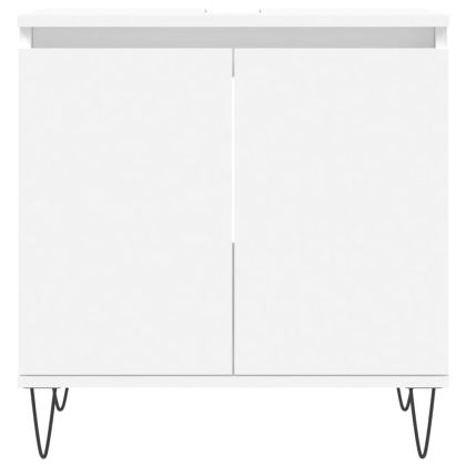 Комплект мебели за баня от 3 части, бял, инженерно дърво