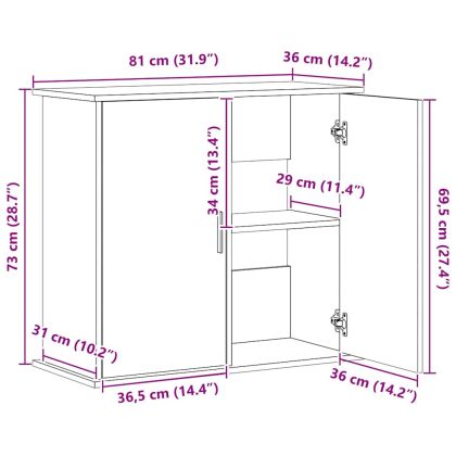 Поставка за аквариум, кафяв дъб, 81x36x73 см, инженерно дърво