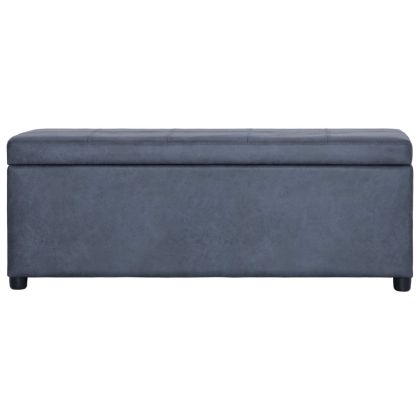 Пейка с отделение за съхранение 116 см сива изкуствен велур