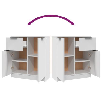 Сайдборд, бял, 60x30x70 см, инженерно дърво