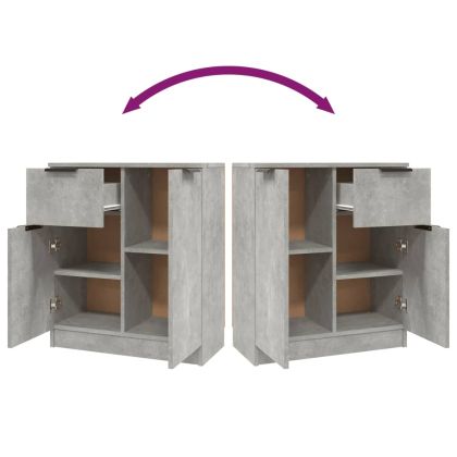 Сайдборд, бетонно сив, 60x30x70 см, инженерно дърво