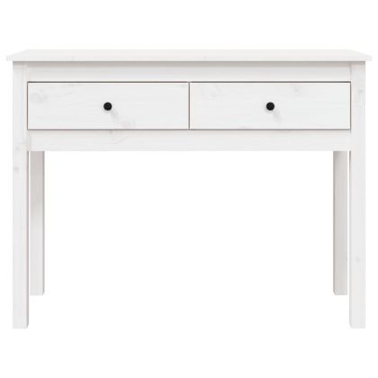 Конзолна маса бяла 100 x 35 x 75 см борово дърво масив