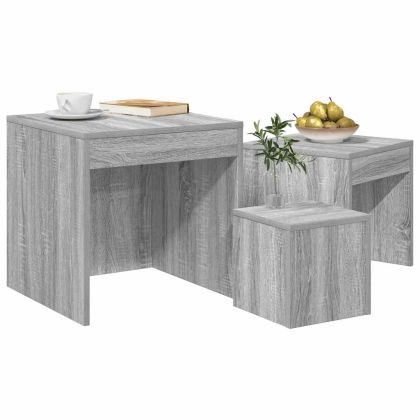 Стифиращи маси, 3 бр, сив сонома, инженерно дърво