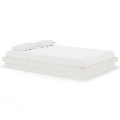 Рамка за легло, бяла, масивно дърво, 140х200 см