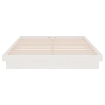 Рамка за легло, бяла, масивно дърво, 140х200 см