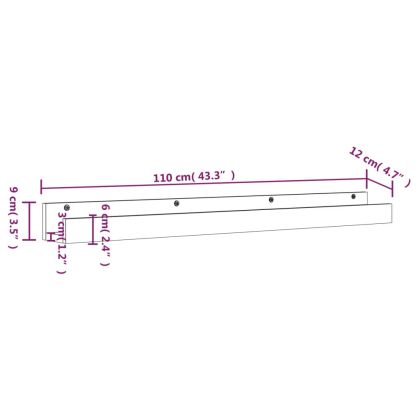 Стенни рафтове, 2 бр, бяла, 110x12x9 см масивно борово дърво