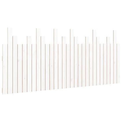 Стенна табла за спалня, бяла, 185x3x80 см, борово дърво масив