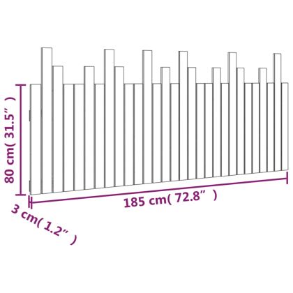 Стенна табла за спалня, бяла, 185x3x80 см, борово дърво масив