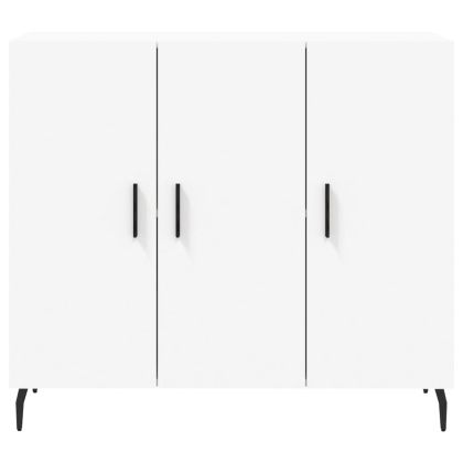 Сайдборд, бял, 90x34x80 см, инженерно дърво