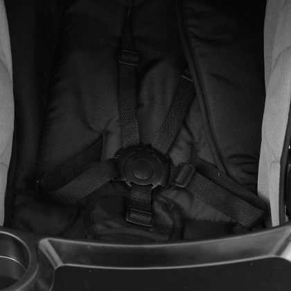 Бебешка количка 3-в-1, светлосиво и черно, стомана