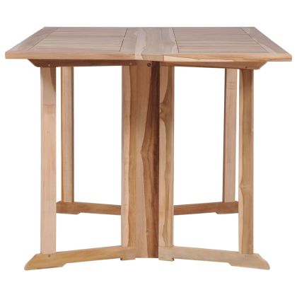 Градински трапезен комплект, сгъваем, 7 части, тик масив