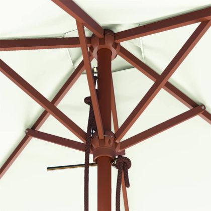 Градински чадър с дървен прът, 150x200 см, пясъчен