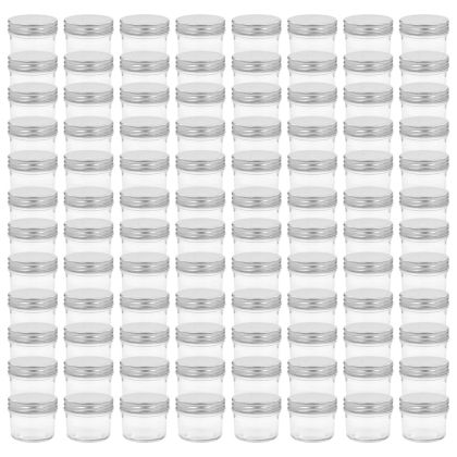 Стъклени буркани за сладко със сребристи капачки, 96 бр, 110 мл