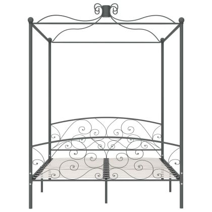 Рамка за легло с балдахин, сива, метал, 180x200 см