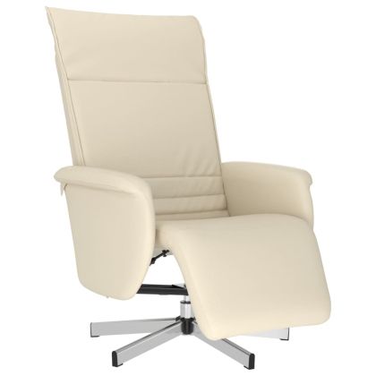 Реклайнер с опора за крака, кремав, изкуствена кожа