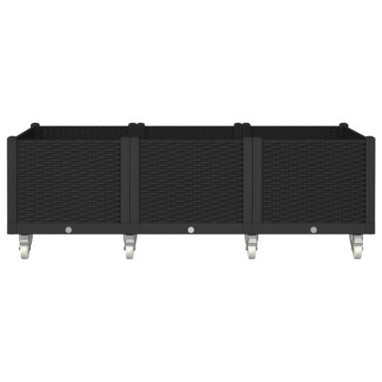 Градинска кашпа с колелца, черна, 150x80x54 см, PP