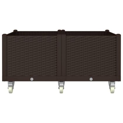 Градинска кашпа с колелца, кафява, 100x80x54 см, PP