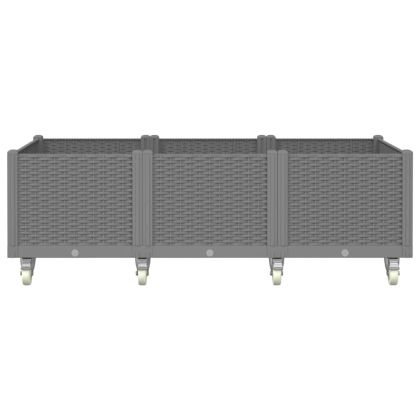 Градинска кашпа с колелца, светлосива, 150x80x54 см, PP