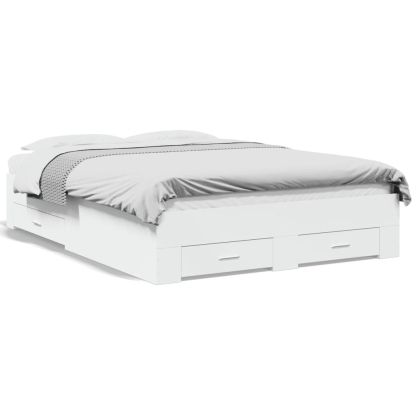 Рамка за легло, с чекмеджета, без матрак, бяла, 140x190 см