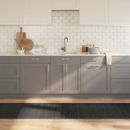 Килим, правоъгълен, сив, 70x300 см, бамбук