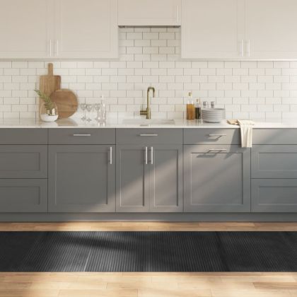 Килим, правоъгълен, сив, 80x300 см, бамбук