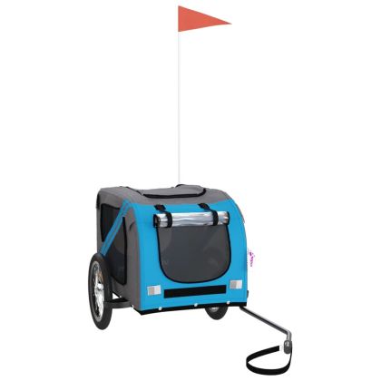 Ремарке за колело за любимци син и сив Оксфорд плат и желязо