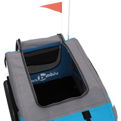 Ремарке за колело за любимци син и сив Оксфорд плат и желязо