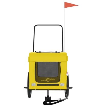 Ремарке за колело за любимци жълт и черен Оксфорд плат и желязо