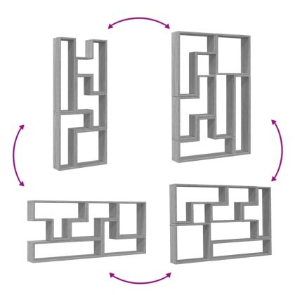 Стенен рафт, сив сонома, 96x12x64 см, инженерно дърво
