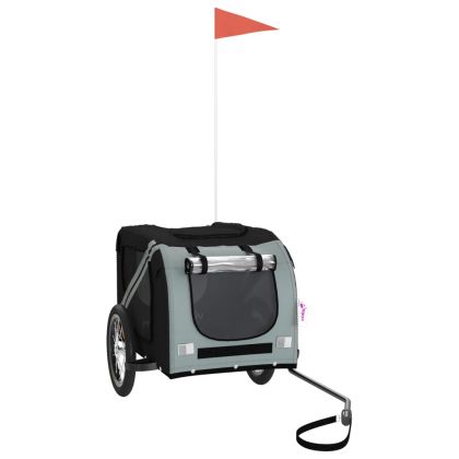 Ремарке за колело за любимци черен и сив Оксфорд плат и желязо