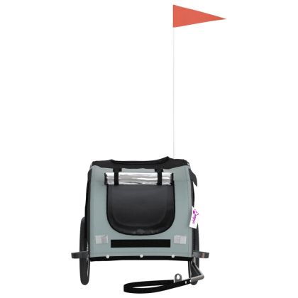 Ремарке за колело за любимци черен и сив Оксфорд плат и желязо