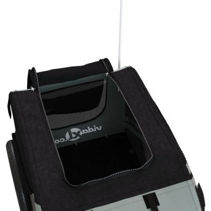 Ремарке за колело за любимци черен и сив Оксфорд плат и желязо