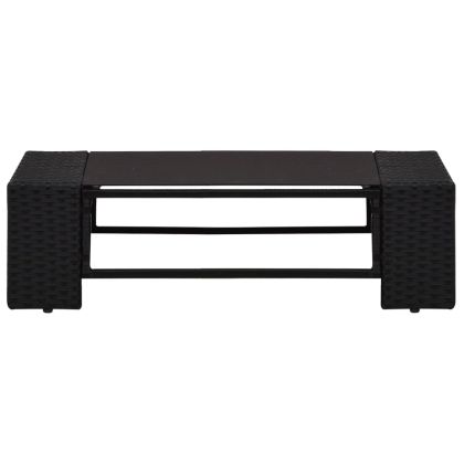 Градински комплект с възглавници, 10 части, полиратан, черен