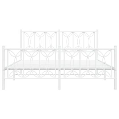 Метална рамка за легло с горна и долна табла, бяла, 160x200 см