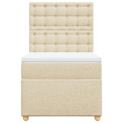 Боксспринг легло с матрак, кремава, 90x190 см, плат