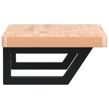 Стенен рафт за мивка, стомана и масивно дърво бук