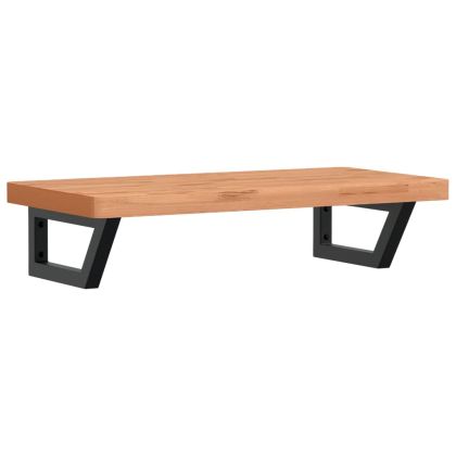 Стенен рафт за мивка, стомана и масивно дърво бук