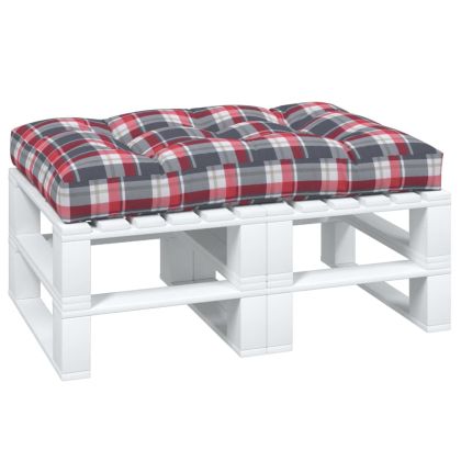 Палетна възглавница, червено каре, 120x80x12 см, текстил