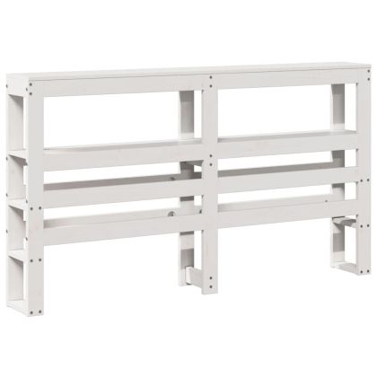 Горна табла с рафтове, бяла, 120 см, масивно дърво бор