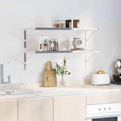 Скоби за рафт 4 бр 40x2,5x25 см сребрист неръждаема стомана