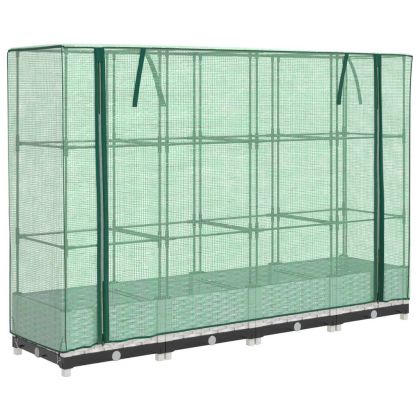 Повдигнато легло с оранжерия калъф, ратанов вид, 160x40x123 см