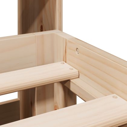 Легло с етажерка за книги, без матрак, 180x200 см, бор масив