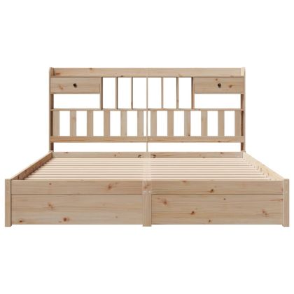 Легло с етажерка за книги, без матрак, 180x200 см, бор масив