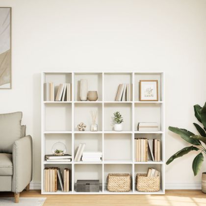 Библиотека, бяла, 137,5x29x137,5 см, инженерно дърво