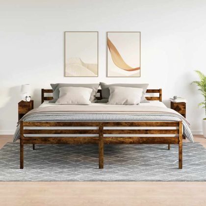 Нощни шкафчета с чекмеджета, 2 бр, опушен дъб, 20x36x60 см