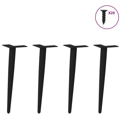 Крака за масичка за кафе, конична форма, 4 бр., черни, 30-31 см, стомана