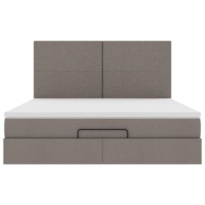 Османска легло с матрак и LED, таупе, 180x200 см, плат