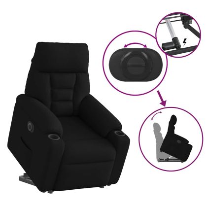 Електрически изправящ реклайнер стол, черен, текстил